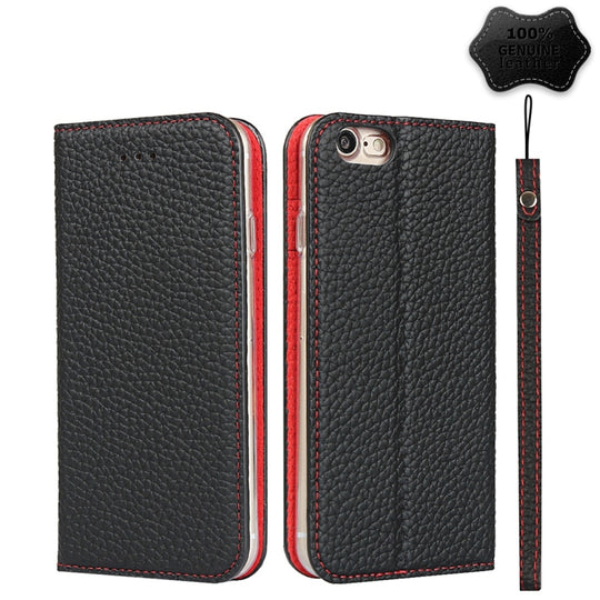 For iPhone SE 2022 / SE 2020 / 8 / 7 Litchi Genuine Leather Phone Case(Black)