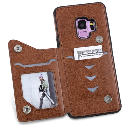 For Galaxy S9 Solid Color Double Buckle Zipper Shockproof Protective Case(Brown) by buy2fix