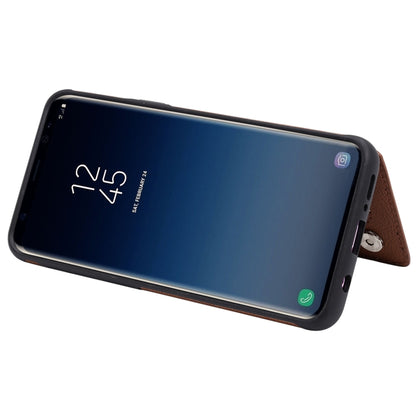 For Galaxy S9 Solid Color Double Buckle Zipper Shockproof Protective Case(Brown) by buy2fix