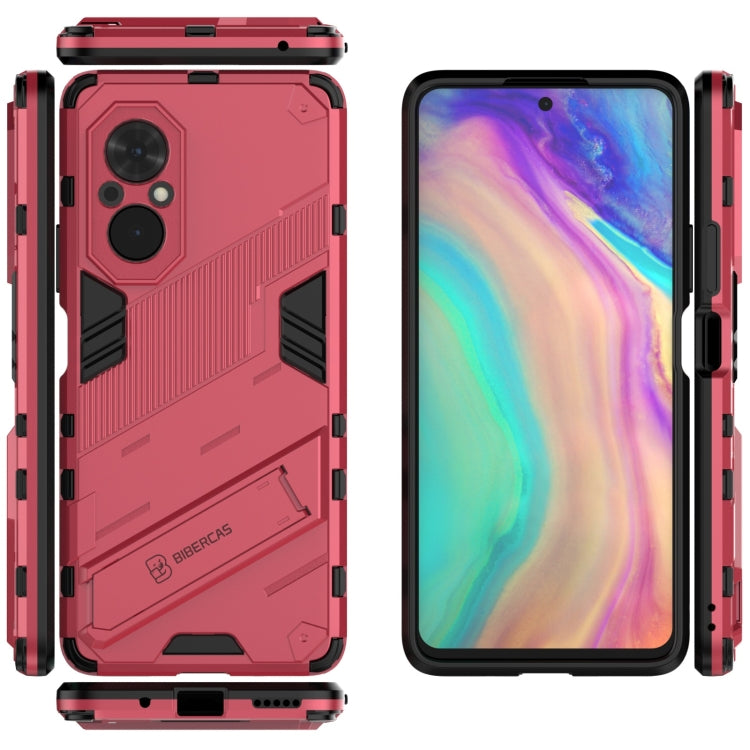 For Honor 50 SE / Huawei nova 9 SE Punk Armor 2 in 1 PC + TPU Shockproof Case with Invisible Holder(Light Red) - Honor Cases by buy2fix | Online Shopping UK | buy2fix