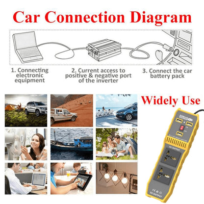 12V to 110V 300W Car Power Inverter with Three USB - Modified Square Wave by buy2fix | Online Shopping UK | buy2fix