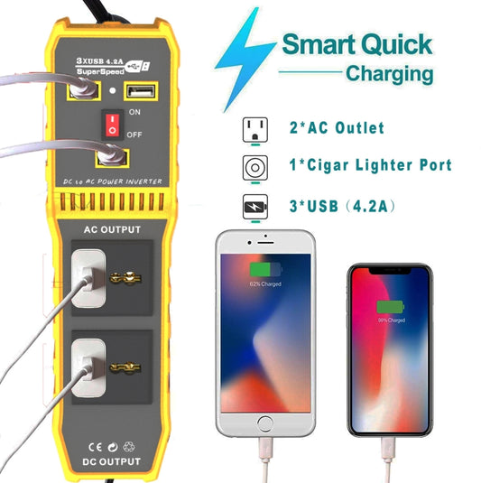 12V to 220V 300W Car Power Inverter with Three USB - Modified Square Wave by buy2fix | Online Shopping UK | buy2fix