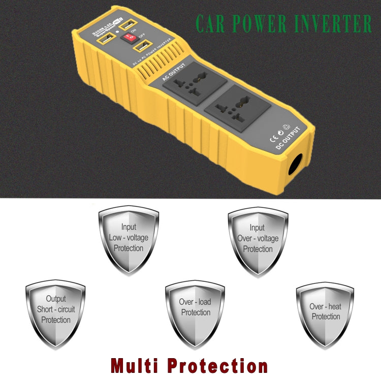 12V to 220V 300W Car Power Inverter with Three USB - Modified Square Wave by buy2fix | Online Shopping UK | buy2fix