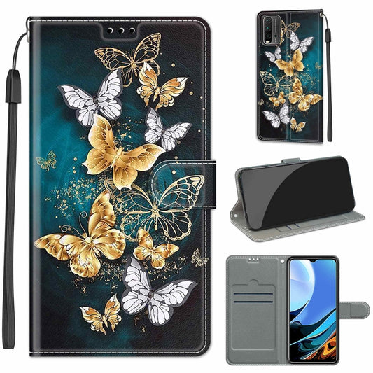 For Xiaomi Redmi 9 Power/Note 9 4G Voltage Coloured Drawing Magnetic Clasp Horizontal Flip PU Leather Case with Holder & Card Slots(C20 Gold Silver Flying Butterflies) - Xiaomi Cases by buy2fix | Online Shopping UK | buy2fix
