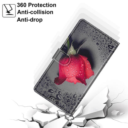 For Xiaomi Redmi 9A Voltage Coloured Drawing Magnetic Clasp Horizontal Flip PU Leather Case with Holder & Card Slots(C14 Black Water Drop Rose) - Xiaomi Cases by buy2fix | Online Shopping UK | buy2fix