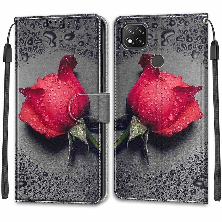 For Xiaomi Redmi 9C Voltage Coloured Drawing Magnetic Clasp Horizontal Flip PU Leather Case with Holder & Card Slots(C14 Black Water Drop Rose) - Xiaomi Cases by buy2fix | Online Shopping UK | buy2fix