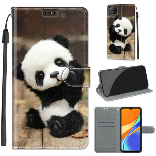 For Xiaomi Redmi 9C Voltage Coloured Drawing Magnetic Clasp Horizontal Flip PU Leather Case with Holder & Card Slots(C18 Wood Board Panda) - Xiaomi Cases by buy2fix | Online Shopping UK | buy2fix