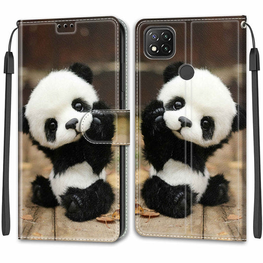 For Xiaomi Redmi 9C Voltage Coloured Drawing Magnetic Clasp Horizontal Flip PU Leather Case with Holder & Card Slots(C18 Wood Board Panda) - Xiaomi Cases by buy2fix | Online Shopping UK | buy2fix