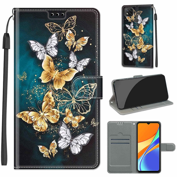For Xiaomi Redmi 9C Voltage Coloured Drawing Magnetic Clasp Horizontal Flip PU Leather Case with Holder & Card Slots(C20 Gold Silver Flying Butterflies) - Xiaomi Cases by buy2fix | Online Shopping UK | buy2fix