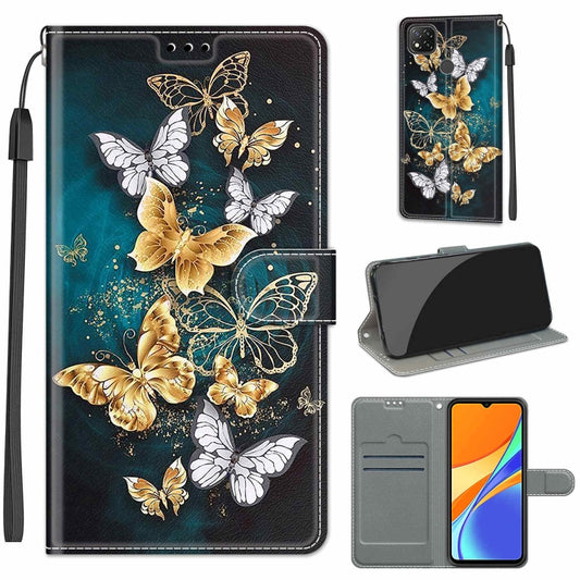 For Xiaomi Redmi 9C Voltage Coloured Drawing Magnetic Clasp Horizontal Flip PU Leather Case with Holder & Card Slots(C20 Gold Silver Flying Butterflies) - Xiaomi Cases by buy2fix | Online Shopping UK | buy2fix