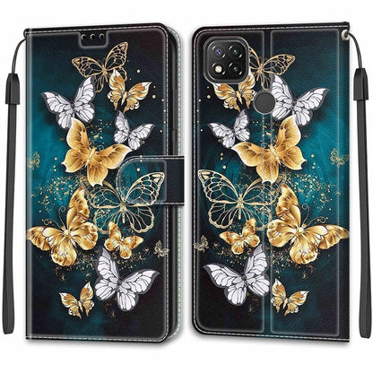 For Xiaomi Redmi 9C Voltage Coloured Drawing Magnetic Clasp Horizontal Flip PU Leather Case with Holder & Card Slots(C20 Gold Silver Flying Butterflies) - Xiaomi Cases by buy2fix | Online Shopping UK | buy2fix