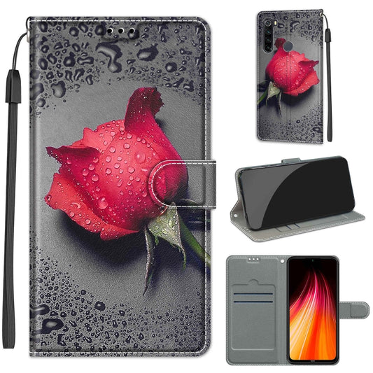 For Xiaomi Redmi Note 8 Voltage Coloured Drawing Magnetic Clasp Horizontal Flip PU Leather Case with Holder & Card Slots(C14 Black Water Drop Rose) - Xiaomi Cases by buy2fix | Online Shopping UK | buy2fix