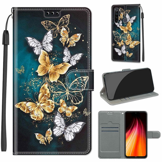 For Xiaomi Redmi Note 8 Voltage Coloured Drawing Magnetic Clasp Horizontal Flip PU Leather Case with Holder & Card Slots(C20 Gold Silver Flying Butterflies) - Xiaomi Cases by buy2fix | Online Shopping UK | buy2fix