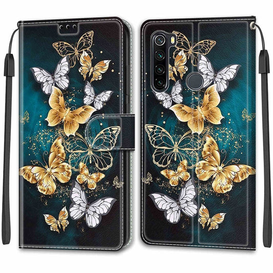For Xiaomi Redmi Note 8 Voltage Coloured Drawing Magnetic Clasp Horizontal Flip PU Leather Case with Holder & Card Slots(C20 Gold Silver Flying Butterflies) - Xiaomi Cases by buy2fix | Online Shopping UK | buy2fix