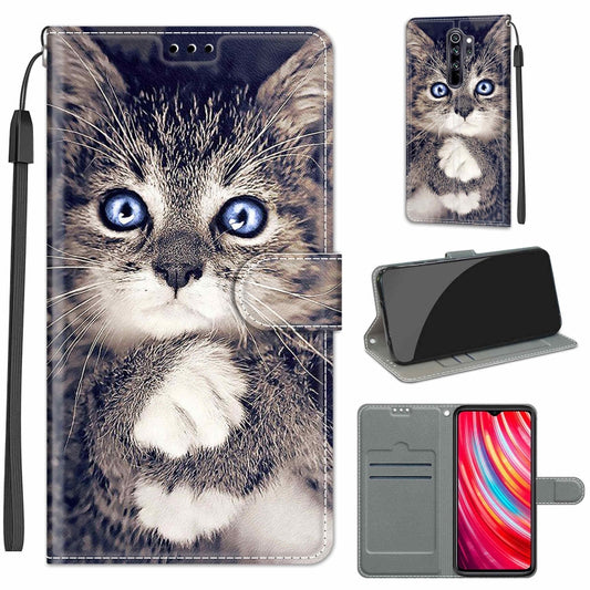For Xiaomi Redmi Note 8 Pro Voltage Coloured Drawing Magnetic Clasp Horizontal Flip PU Leather Case with Holder & Card Slots(C02 Fork Hand White Claw Cat) - Xiaomi Cases by buy2fix | Online Shopping UK | buy2fix