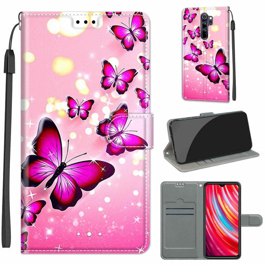 For Xiaomi Redmi Note 8 Pro Voltage Coloured Drawing Magnetic Clasp Horizontal Flip PU Leather Case with Holder & Card Slots(C03 Gradient Pink Flying Butterflies) - Xiaomi Cases by buy2fix | Online Shopping UK | buy2fix