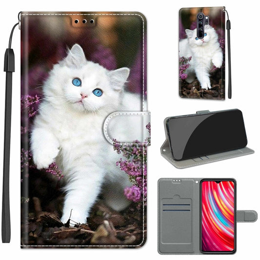 For Xiaomi Redmi Note 8 Pro Voltage Coloured Drawing Magnetic Clasp Horizontal Flip PU Leather Case with Holder & Card Slots(C08 Flower Bush Big White Cat) - Xiaomi Cases by buy2fix | Online Shopping UK | buy2fix
