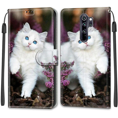For Xiaomi Redmi Note 8 Pro Voltage Coloured Drawing Magnetic Clasp Horizontal Flip PU Leather Case with Holder & Card Slots(C08 Flower Bush Big White Cat) - Xiaomi Cases by buy2fix | Online Shopping UK | buy2fix