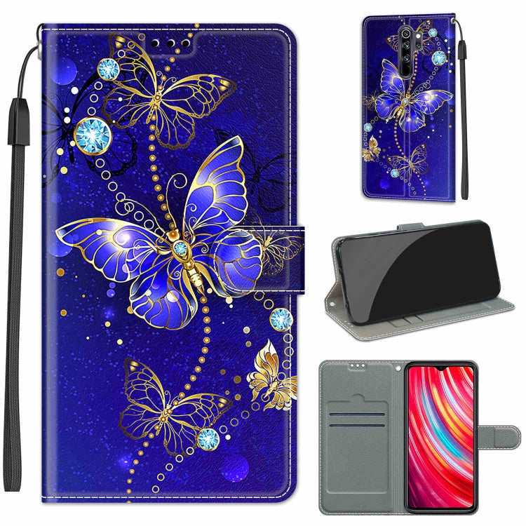 For Xiaomi Redmi Note 8 Pro Voltage Coloured Drawing Magnetic Clasp Horizontal Flip PU Leather Case with Holder & Card Slots(C11 Blue Golden Chain Butterflies) - Xiaomi Cases by buy2fix | Online Shopping UK | buy2fix