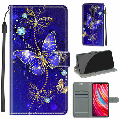 For Xiaomi Redmi Note 8 Pro Voltage Coloured Drawing Magnetic Clasp Horizontal Flip PU Leather Case with Holder & Card Slots(C11 Blue Golden Chain Butterflies) - Xiaomi Cases by buy2fix | Online Shopping UK | buy2fix