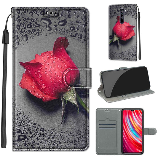 For Xiaomi Redmi Note 8 Pro Voltage Coloured Drawing Magnetic Clasp Horizontal Flip PU Leather Case with Holder & Card Slots(C14 Black Water Drop Rose) - Xiaomi Cases by buy2fix | Online Shopping UK | buy2fix