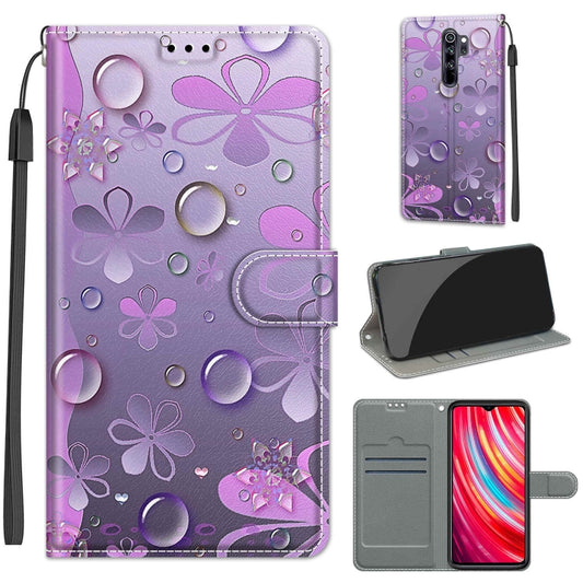 For Xiaomi Redmi Note 8 Pro Voltage Coloured Drawing Magnetic Clasp Horizontal Flip PU Leather Case with Holder & Card Slots(C16 Water Drop Six Petal Flower) - Xiaomi Cases by buy2fix | Online Shopping UK | buy2fix