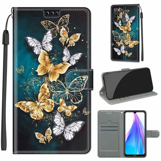For Xiaomi Redmi Note 8T Voltage Coloured Drawing Magnetic Clasp Horizontal Flip PU Leather Case with Holder & Card Slots(C20 Gold Silver Flying Butterflies) - Xiaomi Cases by buy2fix | Online Shopping UK | buy2fix
