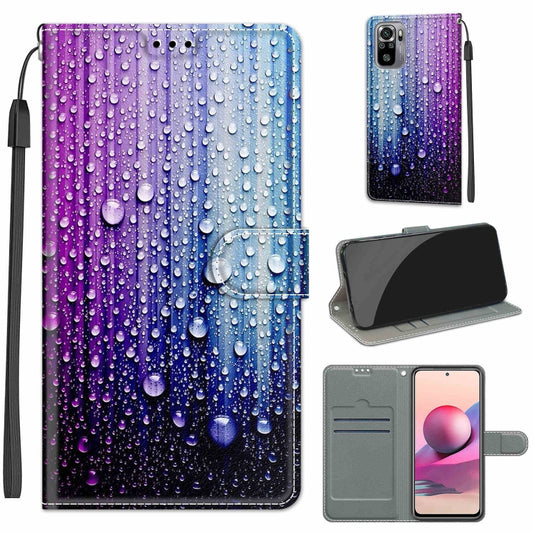 For Xiaomi Redmi Note 10 4G/Note 10S Voltage Coloured Drawing Magnetic Clasp Horizontal Flip PU Leather Case with Holder & Card Slots(C05 Purple Blue Water Drops) - Xiaomi Cases by buy2fix | Online Shopping UK | buy2fix