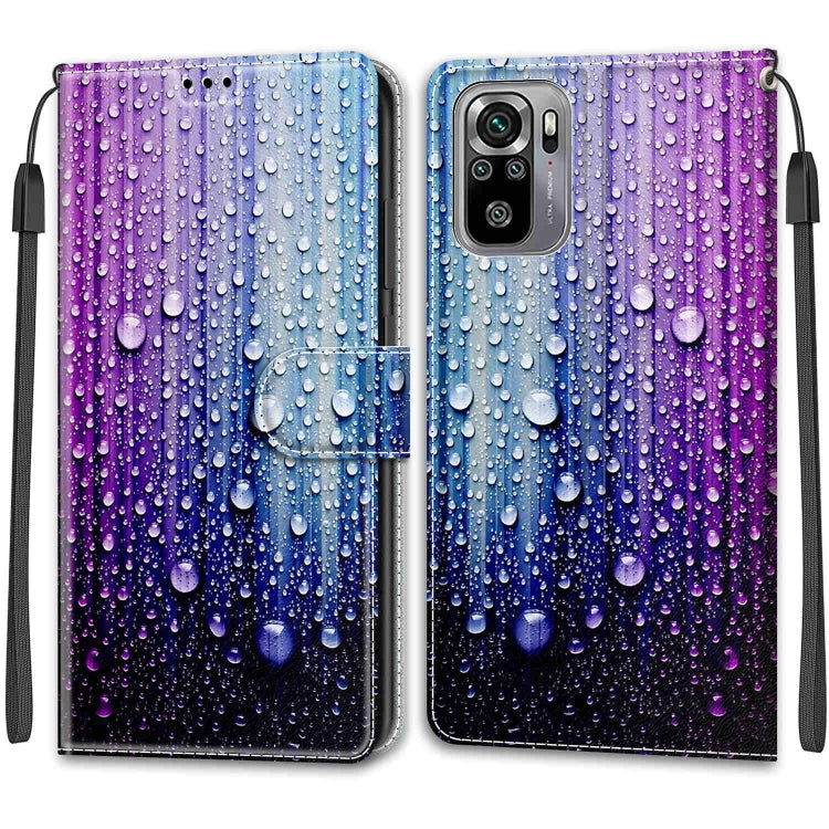 For Xiaomi Redmi Note 10 4G/Note 10S Voltage Coloured Drawing Magnetic Clasp Horizontal Flip PU Leather Case with Holder & Card Slots(C05 Purple Blue Water Drops) - Xiaomi Cases by buy2fix | Online Shopping UK | buy2fix