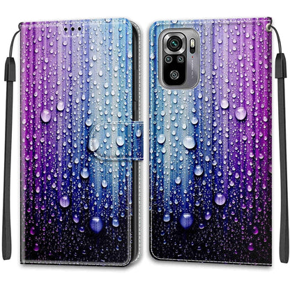 For Xiaomi Redmi Note 10 4G/Note 10S Voltage Coloured Drawing Magnetic Clasp Horizontal Flip PU Leather Case with Holder & Card Slots(C05 Purple Blue Water Drops) - Xiaomi Cases by buy2fix | Online Shopping UK | buy2fix