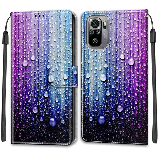 For Xiaomi Redmi Note 10 4G/Note 10S Voltage Coloured Drawing Magnetic Clasp Horizontal Flip PU Leather Case with Holder & Card Slots(C05 Purple Blue Water Drops) - Xiaomi Cases by buy2fix | Online Shopping UK | buy2fix