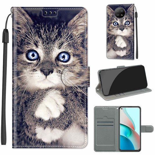 For Xiaomi Redmi Note 9 5G/ 9T Voltage Coloured Drawing Magnetic Clasp Horizontal Flip PU Leather Case with Holder & Card Slots(C02 Fork Hand White Claw Cat) - Xiaomi Cases by buy2fix | Online Shopping UK | buy2fix
