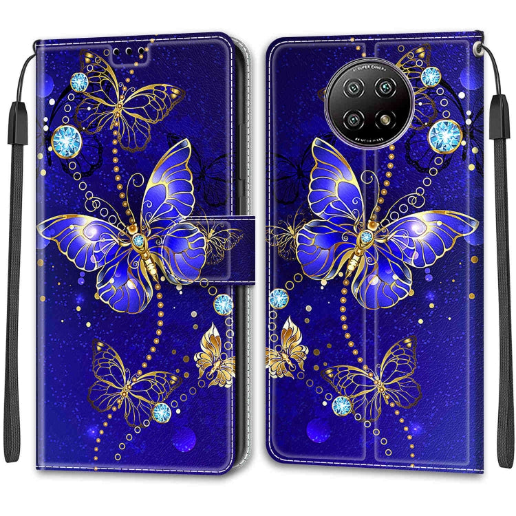 For Xiaomi Redmi Note 9 5G/ 9T Voltage Coloured Drawing Magnetic Clasp Horizontal Flip PU Leather Case with Holder & Card Slots(C11 Blue Golden Chain Butterflies) - Xiaomi Cases by buy2fix | Online Shopping UK | buy2fix