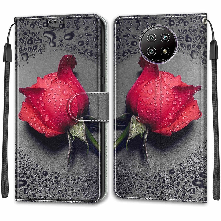 For Xiaomi Redmi Note 9 5G/ 9T Voltage Coloured Drawing Magnetic Clasp Horizontal Flip PU Leather Case with Holder & Card Slots(C14 Black Water Drop Rose) - Xiaomi Cases by buy2fix | Online Shopping UK | buy2fix
