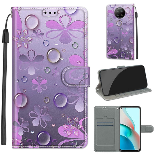 For Xiaomi Redmi Note 9 5G/ 9T Voltage Coloured Drawing Magnetic Clasp Horizontal Flip PU Leather Case with Holder & Card Slots(C16 Water Drop Six Petal Flower) - Xiaomi Cases by buy2fix | Online Shopping UK | buy2fix