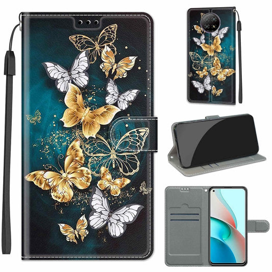 For Xiaomi Redmi Note 9 5G/ 9T Voltage Coloured Drawing Magnetic Clasp Horizontal Flip PU Leather Case with Holder & Card Slots(C20 Gold Silver Flying Butterflies) - Xiaomi Cases by buy2fix | Online Shopping UK | buy2fix