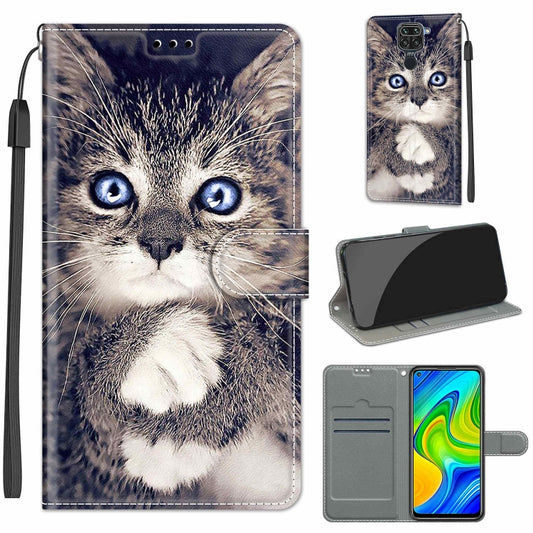 For Xiaomi Redmi Note 9/Redmi 10X 4G Voltage Coloured Drawing Magnetic Clasp Horizontal Flip PU Leather Case with Holder & Card Slots(C02 Fork Hand White Claw Cat) - Xiaomi Cases by buy2fix | Online Shopping UK | buy2fix