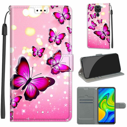 For Xiaomi Redmi Note 9/Redmi 10X 4G Voltage Coloured Drawing Magnetic Clasp Horizontal Flip PU Leather Case with Holder & Card Slots(C03 Gradient Pink Flying Butterflies) - Xiaomi Cases by buy2fix | Online Shopping UK | buy2fix