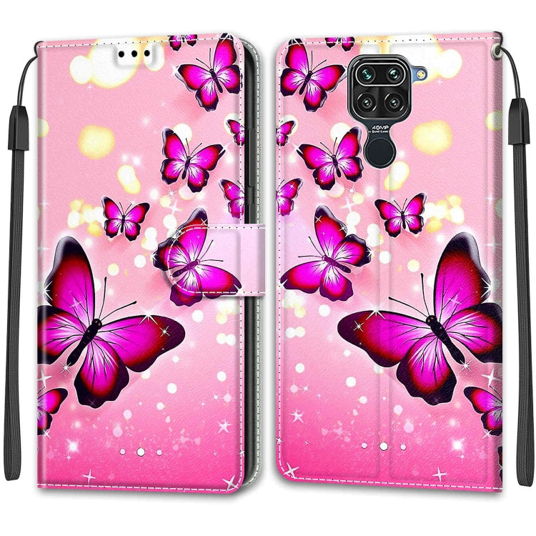 For Xiaomi Redmi Note 9/Redmi 10X 4G Voltage Coloured Drawing Magnetic Clasp Horizontal Flip PU Leather Case with Holder & Card Slots(C03 Gradient Pink Flying Butterflies) - Xiaomi Cases by buy2fix | Online Shopping UK | buy2fix