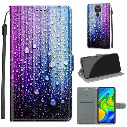 For Xiaomi Redmi Note 9/Redmi 10X 4G Voltage Coloured Drawing Magnetic Clasp Horizontal Flip PU Leather Case with Holder & Card Slots(C05 Purple Blue Water Drops) - Xiaomi Cases by buy2fix | Online Shopping UK | buy2fix