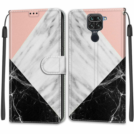 For Xiaomi Redmi Note 9/Redmi 10X 4G Voltage Coloured Drawing Magnetic Clasp Horizontal Flip PU Leather Case with Holder & Card Slots(C07 Pink White Black) - Xiaomi Cases by buy2fix | Online Shopping UK | buy2fix
