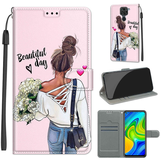 For Xiaomi Redmi Note 9/Redmi 10X 4G Voltage Coloured Drawing Magnetic Clasp Horizontal Flip PU Leather Case with Holder & Card Slots(C09 Hug Flower) - Xiaomi Cases by buy2fix | Online Shopping UK | buy2fix