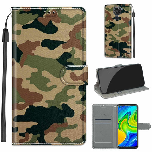 For Xiaomi Redmi Note 9/Redmi 10X 4G Voltage Coloured Drawing Magnetic Clasp Horizontal Flip PU Leather Case with Holder & Card Slots(C12 Green Yellow Camouflage) - Xiaomi Cases by GKK | Online Shopping UK | buy2fix