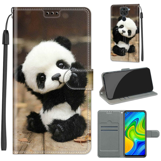 For Xiaomi Redmi Note 9/Redmi 10X 4G Voltage Coloured Drawing Magnetic Clasp Horizontal Flip PU Leather Case with Holder & Card Slots(C18 Wood Board Panda) - Xiaomi Cases by buy2fix | Online Shopping UK | buy2fix