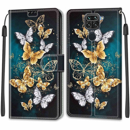 For Xiaomi Redmi Note 9/Redmi 10X 4G Voltage Coloured Drawing Magnetic Clasp Horizontal Flip PU Leather Case with Holder & Card Slots(C20 Gold Silver Flying Butterflies) - Xiaomi Cases by buy2fix | Online Shopping UK | buy2fix