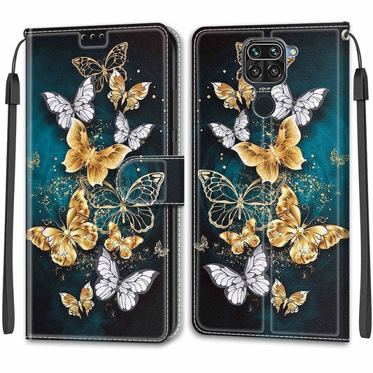 For Xiaomi Redmi Note 9/Redmi 10X 4G Voltage Coloured Drawing Magnetic Clasp Horizontal Flip PU Leather Case with Holder & Card Slots(C20 Gold Silver Flying Butterflies) - Xiaomi Cases by buy2fix | Online Shopping UK | buy2fix