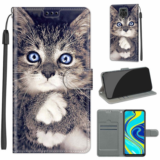 For Xiaomi Redmi Note 9S/9 Pro Voltage Coloured Drawing Magnetic Clasp Horizontal Flip PU Leather Case with Holder & Card Slots(C02 Fork Hand White Claw Cat) - Xiaomi Cases by buy2fix | Online Shopping UK | buy2fix