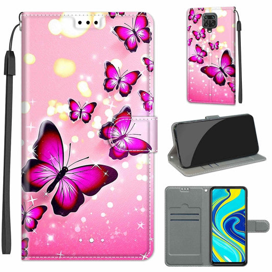 For Xiaomi Redmi Note 9S/9 Pro Voltage Coloured Drawing Magnetic Clasp Horizontal Flip PU Leather Case with Holder & Card Slots(C03 Gradient Pink Flying Butterflies) - Xiaomi Cases by buy2fix | Online Shopping UK | buy2fix