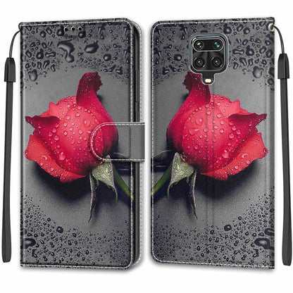 For Xiaomi Redmi Note 9S/9 Pro Voltage Coloured Drawing Magnetic Clasp Horizontal Flip PU Leather Case with Holder & Card Slots(C14 Black Water Drop Rose) - Xiaomi Cases by buy2fix | Online Shopping UK | buy2fix