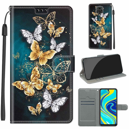For Xiaomi Redmi Note 9S/9 Pro Voltage Coloured Drawing Magnetic Clasp Horizontal Flip PU Leather Case with Holder & Card Slots(C20 Gold Silver Flying Butterflies) - Xiaomi Cases by buy2fix | Online Shopping UK | buy2fix